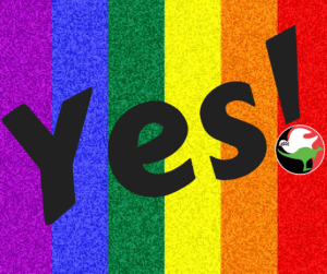 Yes marriage equality APHEDA logo